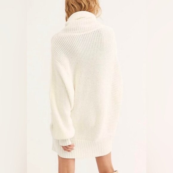 SEND OFFERS Free People Cocoa Turtleneck Oversized Ivory Sweater Tunic Dress - Picture 4 of 6